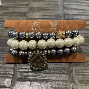 Upcycled Sandra Ling stacked LV bracelet set